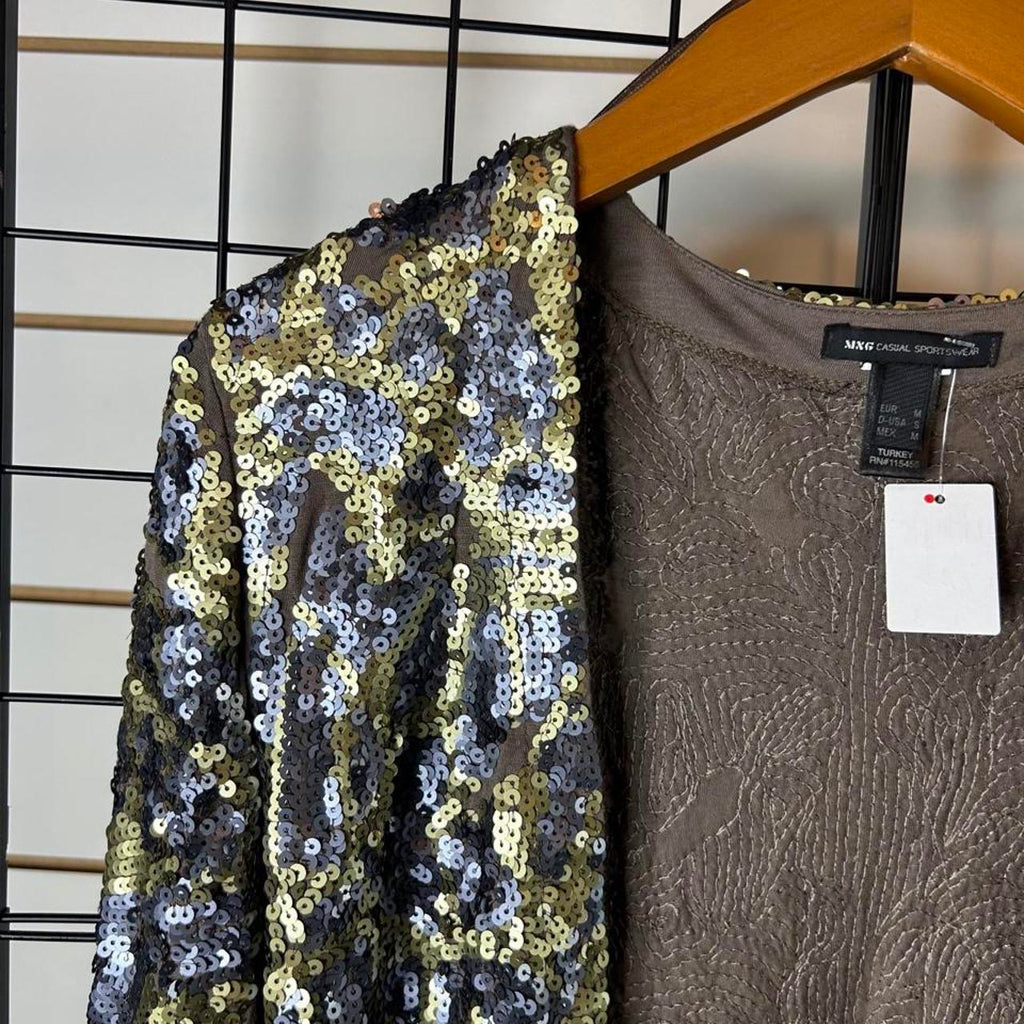 M.N.G Women's Sequin Crop-Cardigan