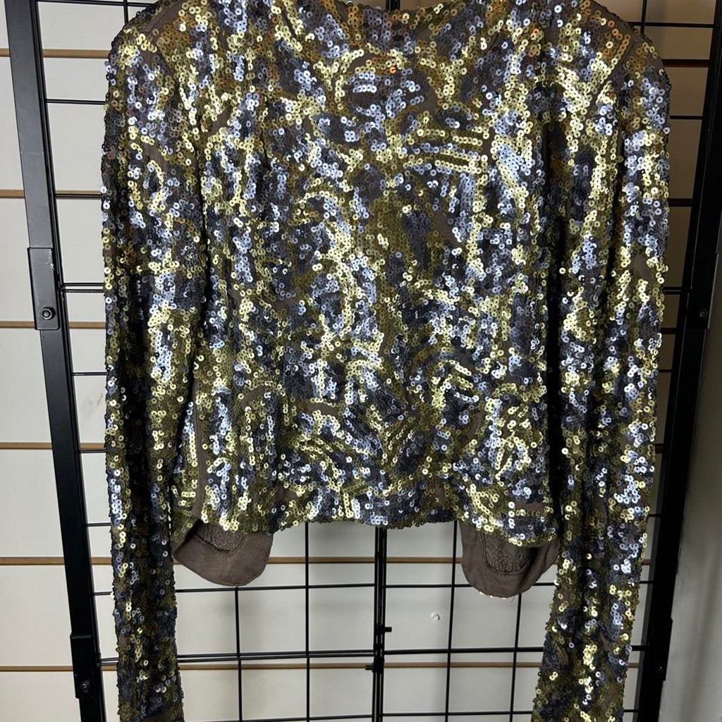 M.N.G Women's Sequin Crop-Cardigan