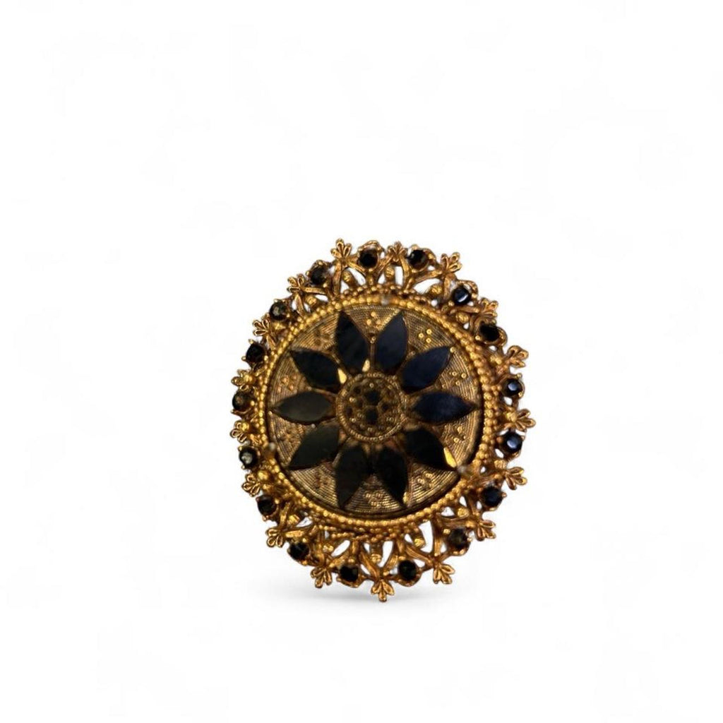 Brooch Black Floral