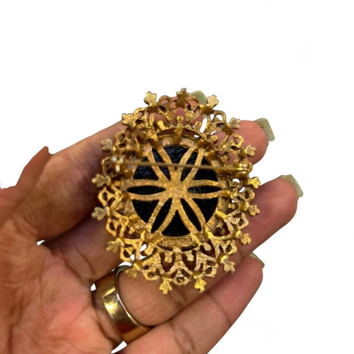 Brooch Black Floral