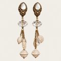 White & Gold Clip Earrings