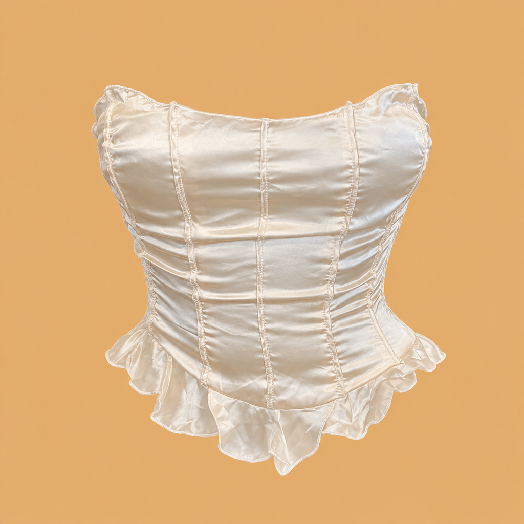Free People Women's Cream and Pink Corset